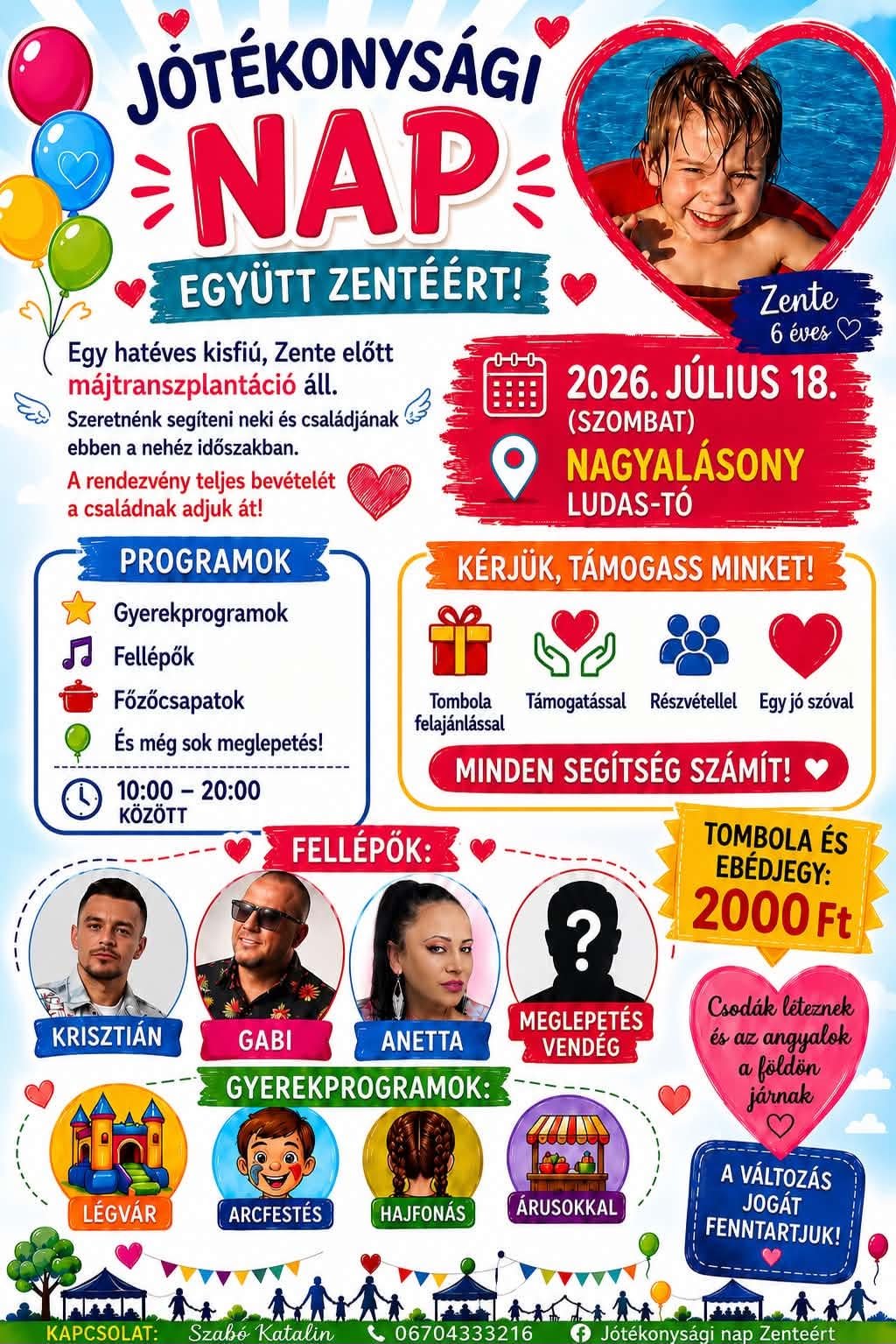 Jótékonysági nap - Együtt Zentéért